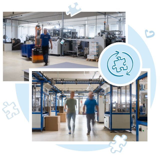 For the puzzle production in our modern production factory, we use green electricity